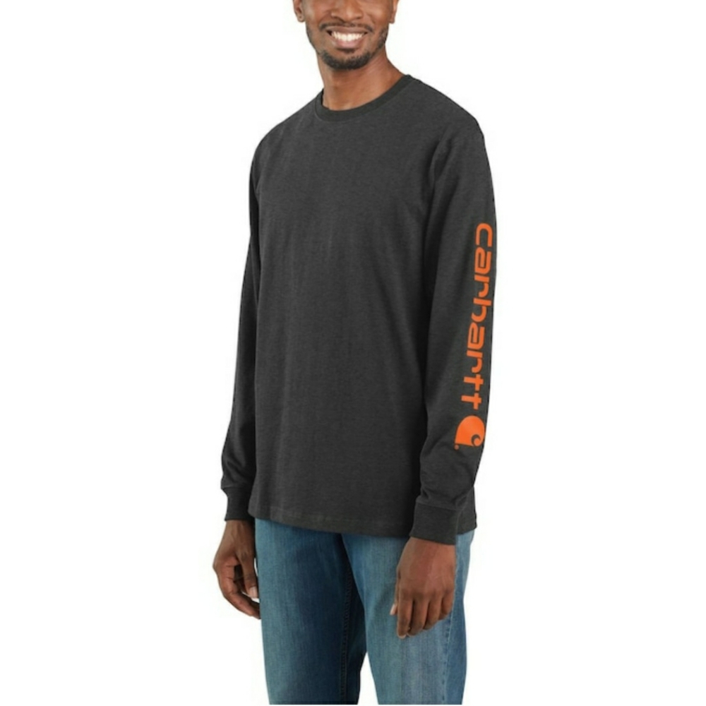 CARHARTT Men's Knit Long Sleeve Graphic T-Shirt (Large) Carbon Heather Gray
